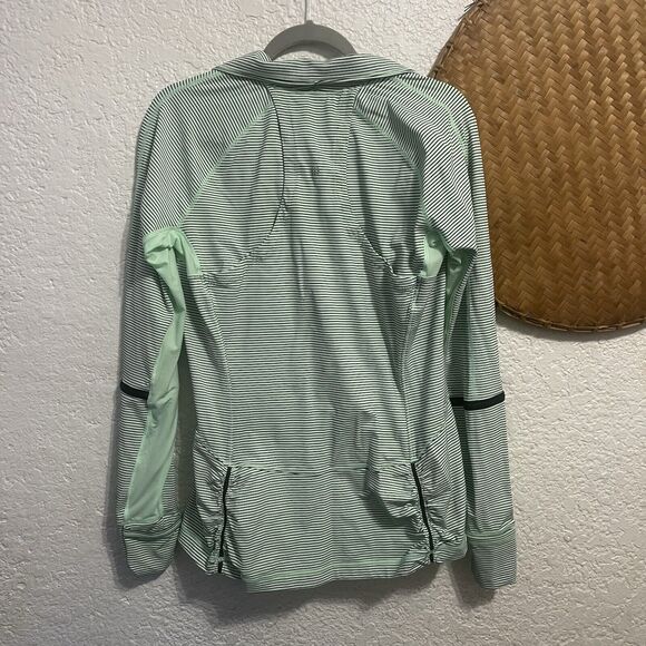 Lululemon Mint Green & Black Striped Quarter Zip Pullover Long Sleeve Top - Picture 10 of 10